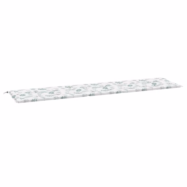 Cuscino Panca da Giardino Motivo a Foglie 200x50x4 cm Tessuto