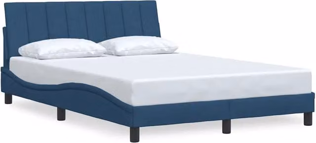 Letto matrimoniale | Letto per adulti | Giroletto senza Materasso Hanko Blu 140x190 cm in Tessuto