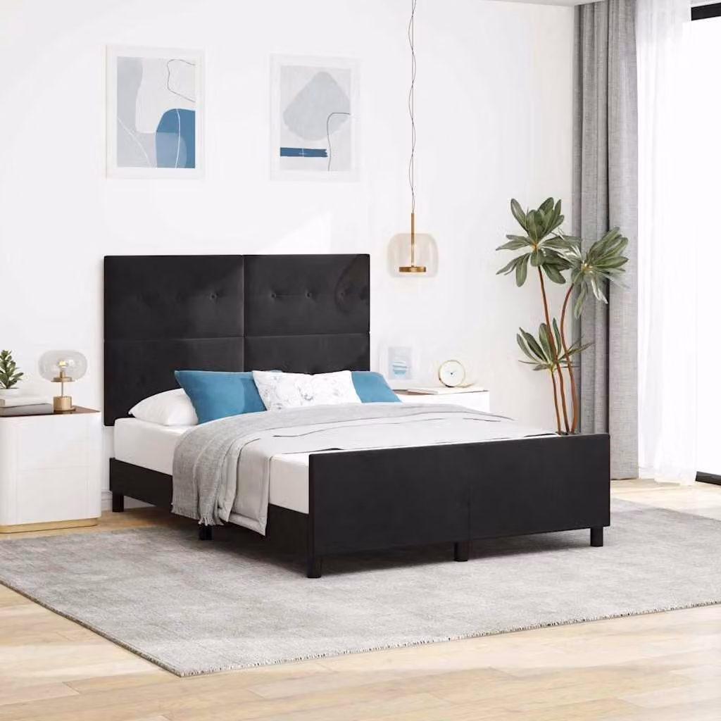 Maison Exclusive - Letto boxspring con testiera, nero, 160 x 200 cm, velluto