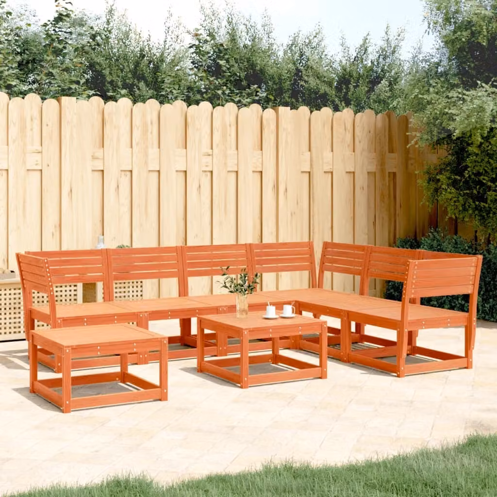 Maison Exclusive - Set Salotto da Giardino 7 pz Marrone Cera Legno Massello Pino