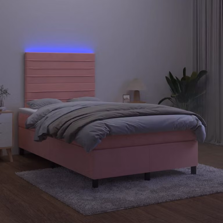 Maison Exclusive - Letto a Molle con Materasso e LED Rosa 120x200 cm in Velluto