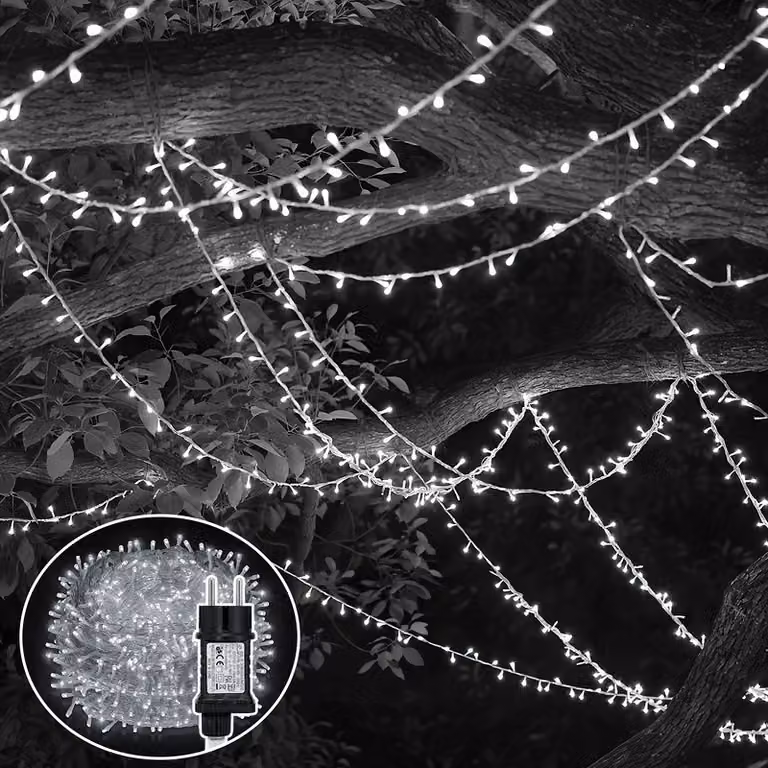 Jayseuw 100M 500 LED luci fiabesche bianco freddo 8 modalità di luce festa giardino decorazione interna luci di Natale