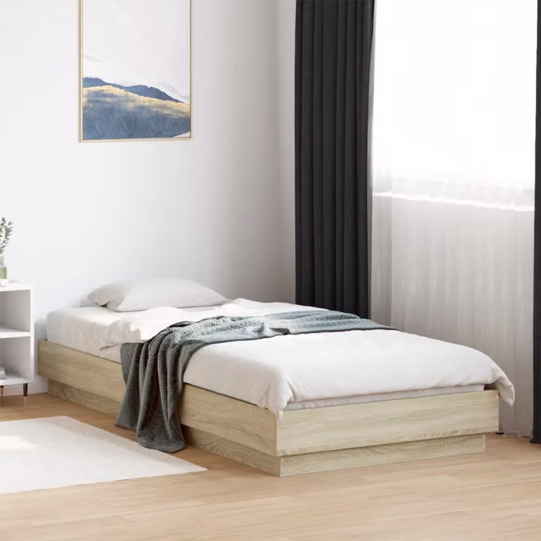 Giroletto senza materasso vidaXL in truciolato color rovere sonoma, dimensioni 90 x 200 cm