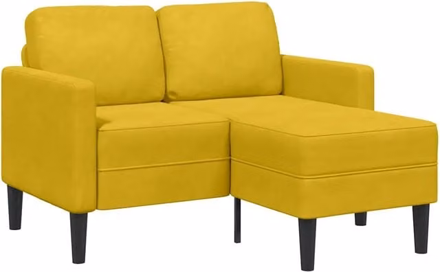 Divano | Divano da soggiorno | Sofa 2 Posti con Chaise longue a L Giallo 125 cm Velluto