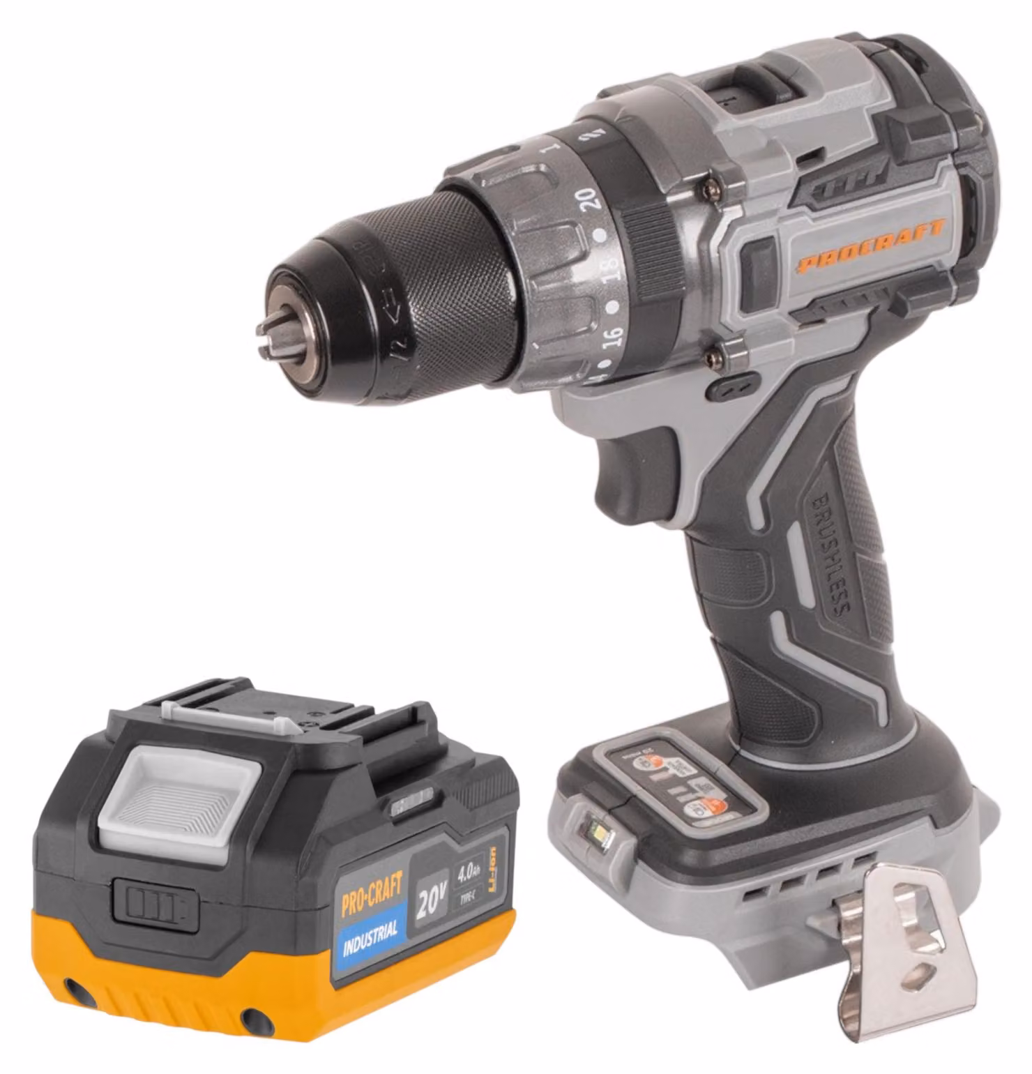 Procraft Industrial CD20Abb Avvitatore a percussione a batteria 20 V 85 Nm Solo - senza batteria, senza caricabatteria