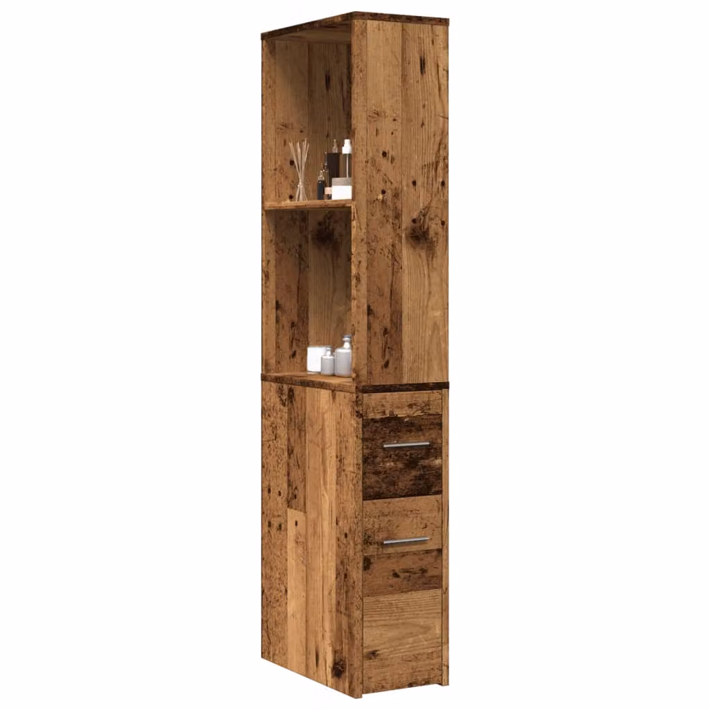 Armadietto da bagno stretto con ruote vidaXL in legno color marrone, L/P/H: 41 x 22 x 135 cm