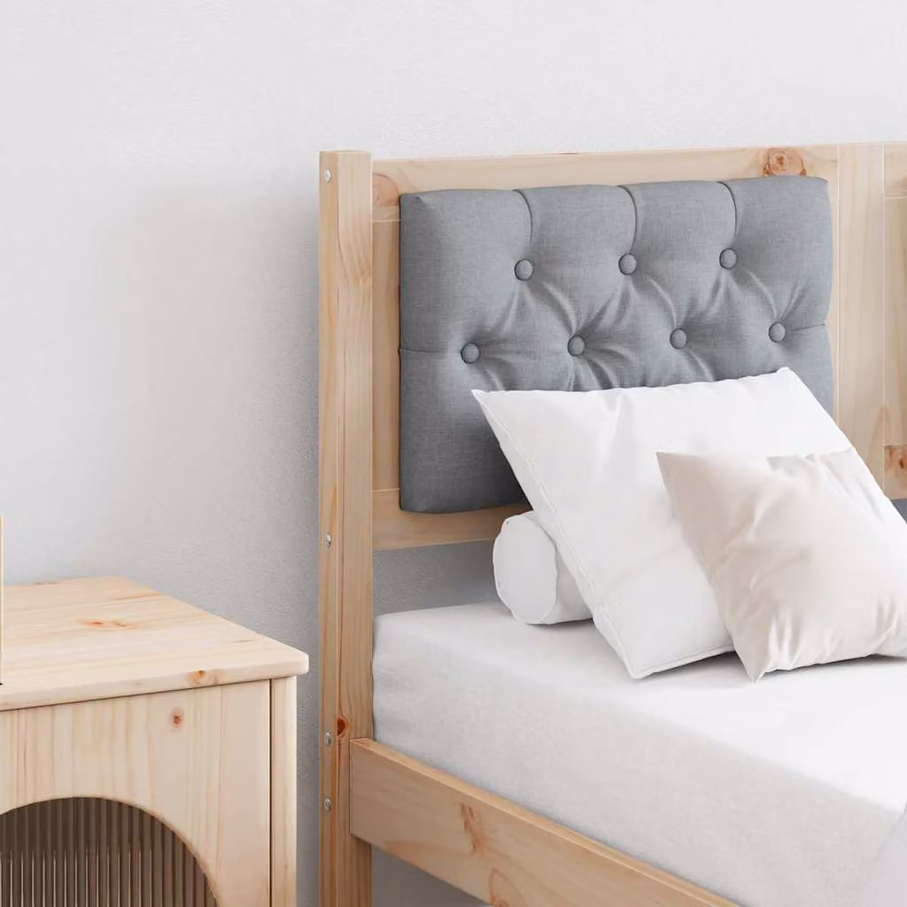 Testiera per letto imbottita vidaXL in legno di pino massello, marrone e grigio, L: 140,5 cm