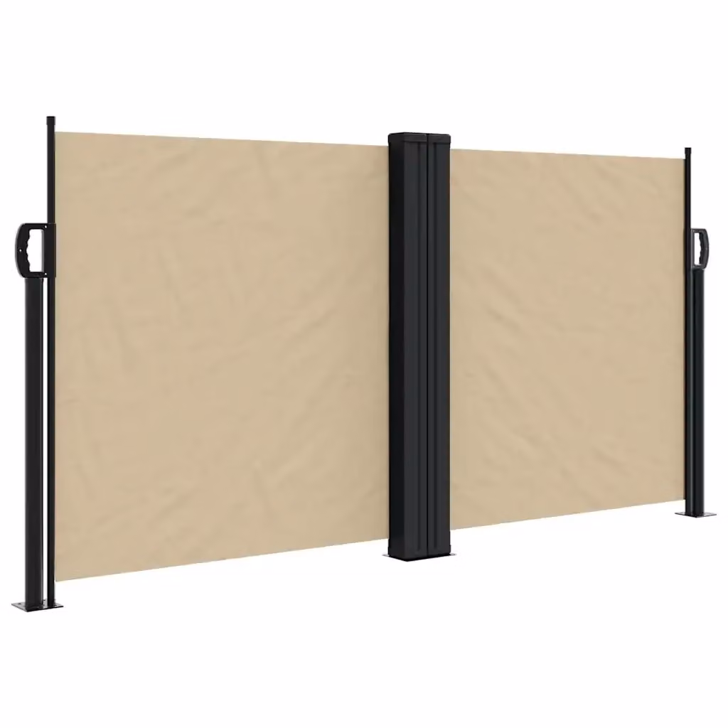 Tenda da Sole Laterale Retrattile vidaXL in Poliestere e Acciaio, Beige, L: 1000 cm, H: 120 cm – 2