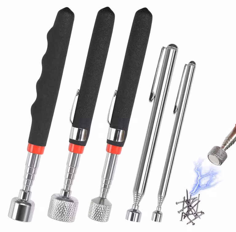 Set di 5 pinze magnetiche telescopiche, con diverse capacità di carico, per uso in meccanica