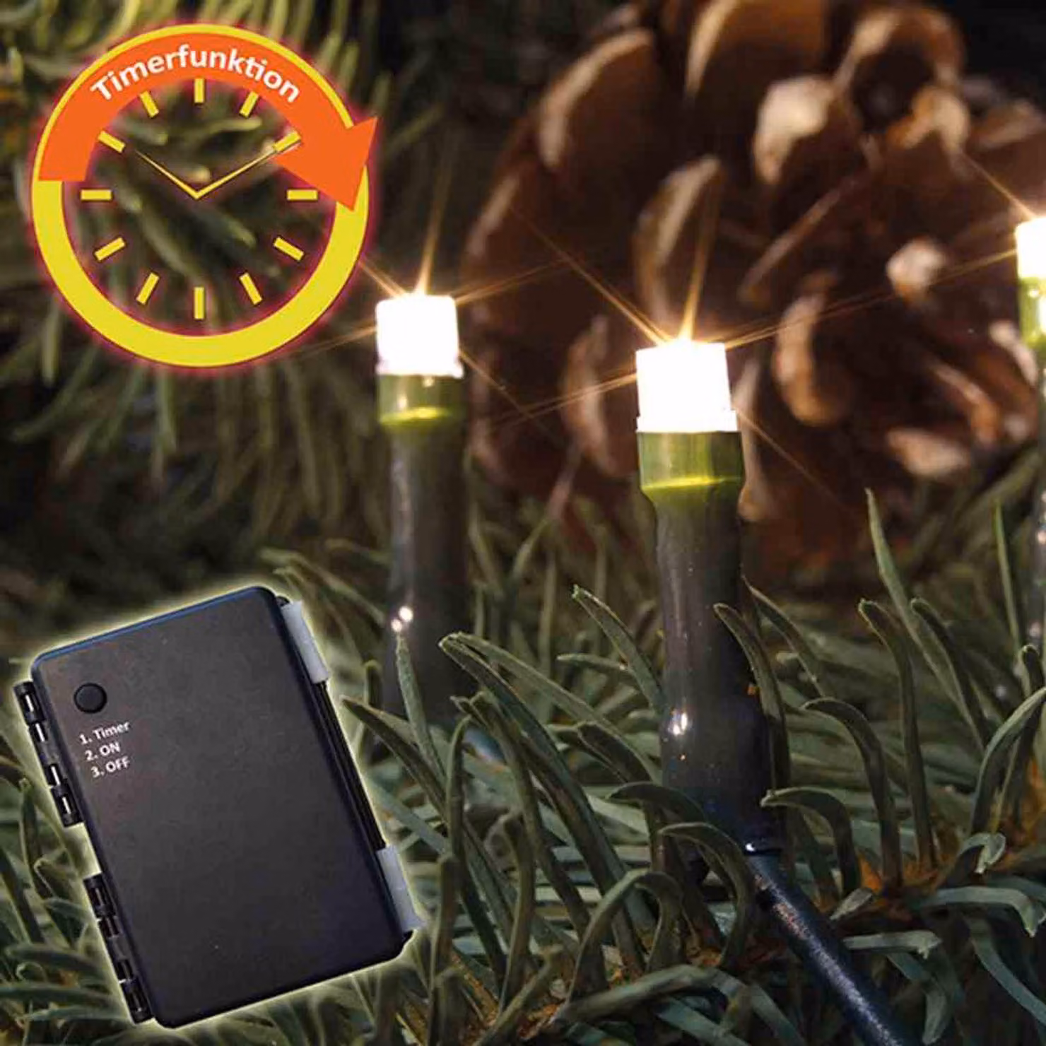 Catena luminosa a batteria LED 80 LED, per esterni, verde, cavo di alimentazione da 0,5 m