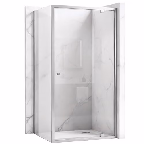 Rea - Cabina Doccia Angolare Primo Swing, Cromo 90X100, D'Angolo Senza Piatto Doccia, Vetro Di Sicurezza Temperato Trasparente 4mm, Inclinabile, 90 X 100 X 190 cm