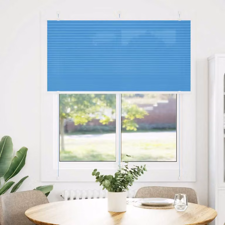 vidaXL Tenda Plissettata Blu 115x150 cm Larghezza Tessuto 114,4 cm