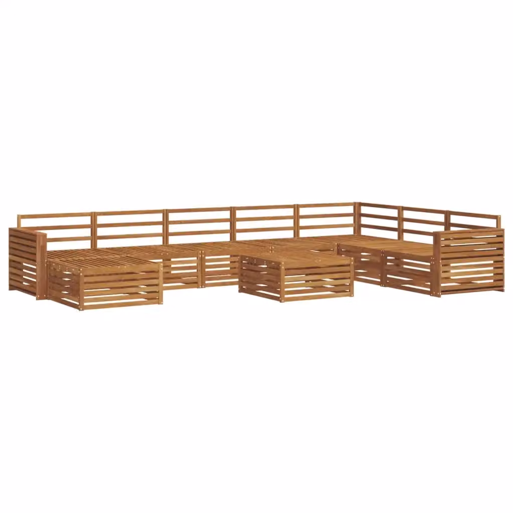 Set di divani da esterno 9 pezzi vidaXL in legno di acacia massello naturale con cuscini e tavolino da giardino moderno colore marrone – 2