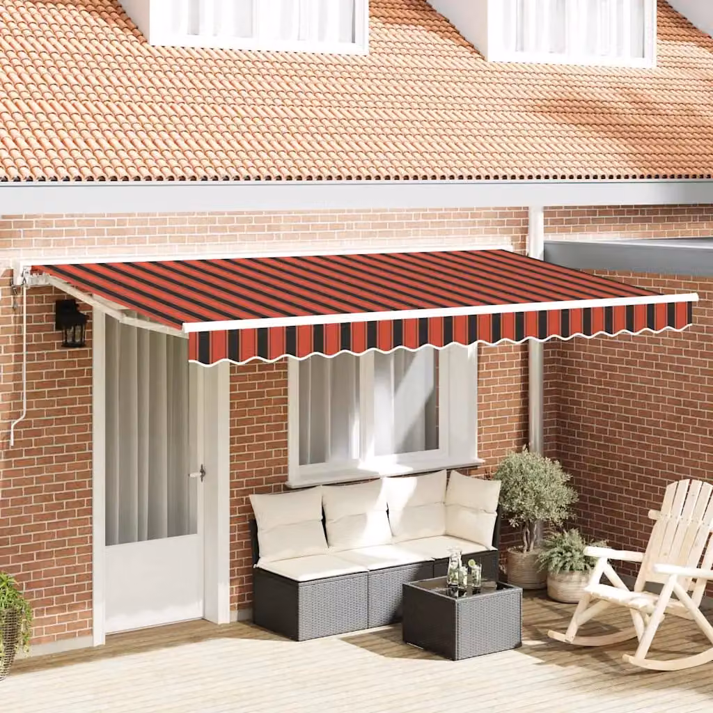 vidaXL Semi-cassette in poliestere con struttura in alluminio, L 350 cm x P 200 cm, Arancione, Nero, Bianco, Rosso
