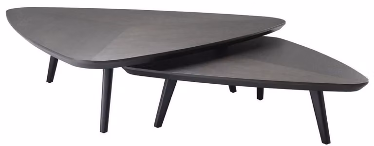 Casa Padrino set di tavolini color moka - 2 tavolini da salotto in legno massello - Mobili Soggiorno - Qualità Lusso