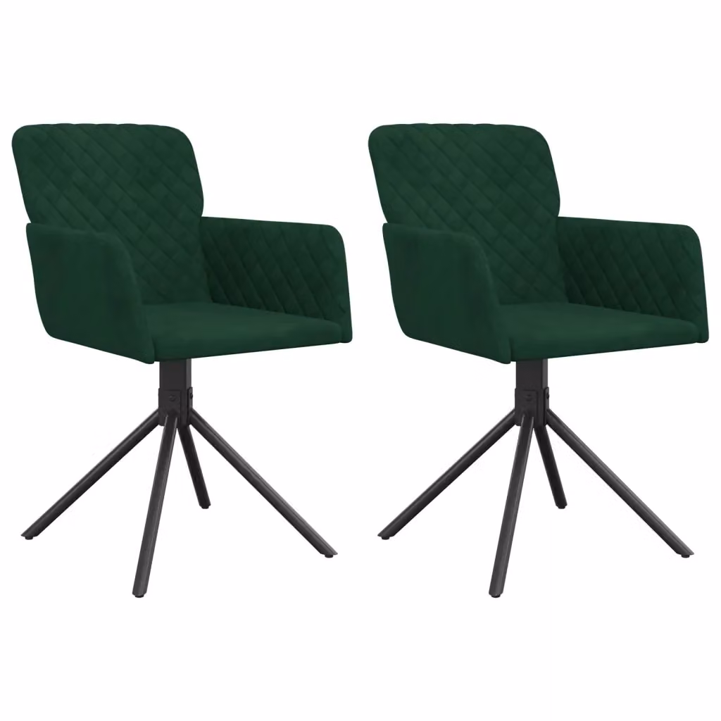 Set di 2 sedie da pranzo girevoli a 360 gradi vidaXL in velluto verde con struttura in metallo e MDF – 2