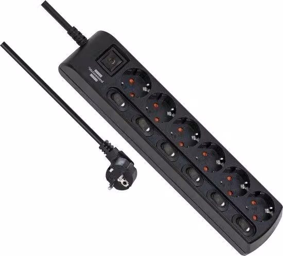 Centralina a 6 volt, a comando singolo, a 6 vie, con cavo, nera