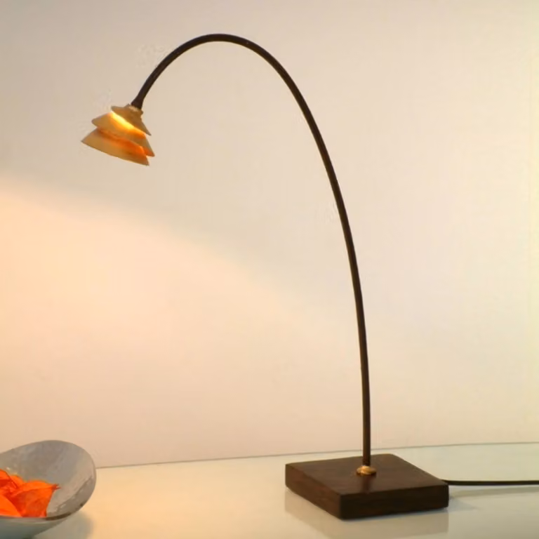 Holländer Lampada da tavolo SNAIL, Marrone / Ruggine, Soggiorno / Sala da pranzo, Metallo, Moderno, Lampada da tavolo