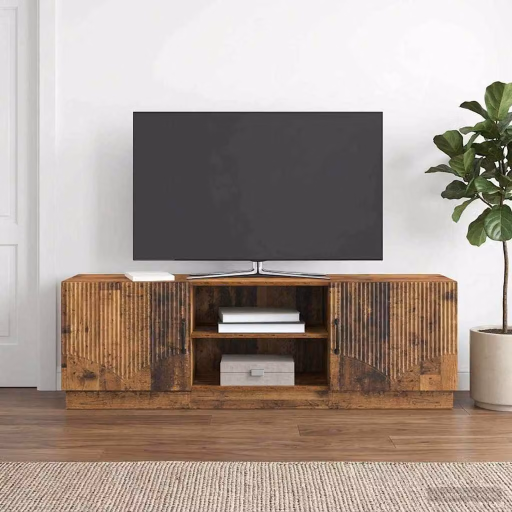 Mobile TV vidaXL in legno antico marrone con illuminazione integrata e scomparti multimediali L/P/H: 150 x 31 x 47 cm