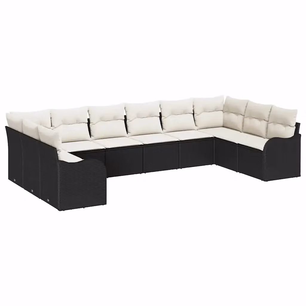 Set Divano da Giardino a L vidaXL Nero con Cuscini e Struttura in Metallo L/P/H: 344 x 177,5 x 85 cm – 2