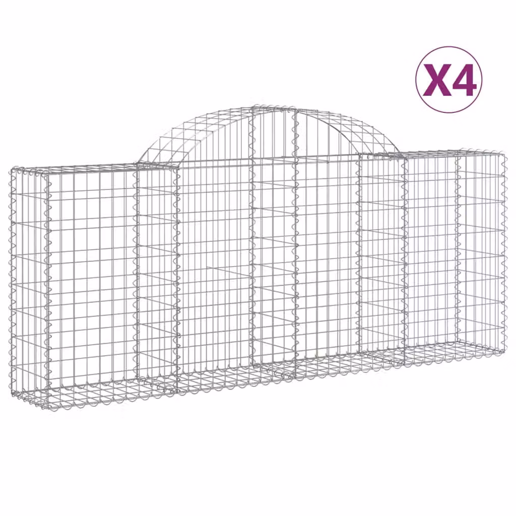 Cesti Gabbioni ad Arco 4 pz 200x30x80/100 cm Ferro Zincato