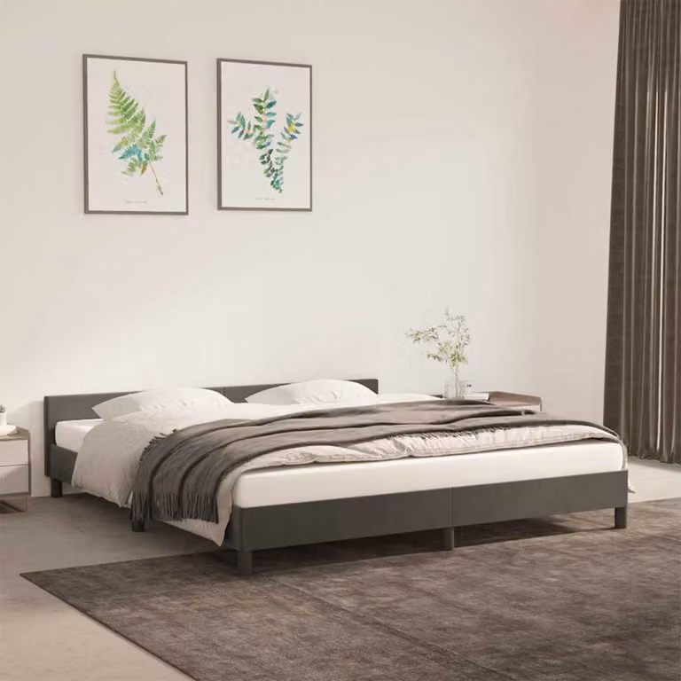 vidaXL Giroletto senza Materasso in Velluto Grigio L/P/H: 160 x 200 x 166 cm