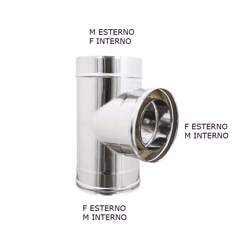 Raccordo a T a doppia parete AFLEX in acciaio inox color argento, diametro 250-300 mm – 2