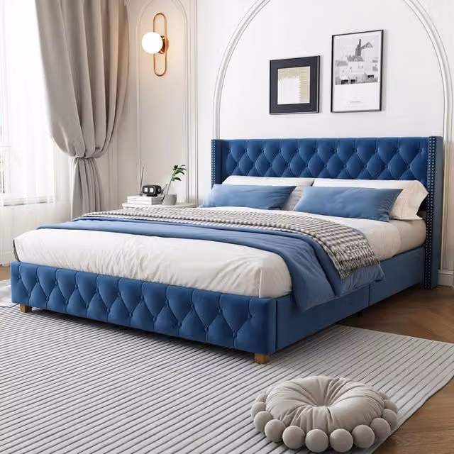 Letto 160x200 cm - Xylo - Velluto, Fasce, Idraulico, Grigio