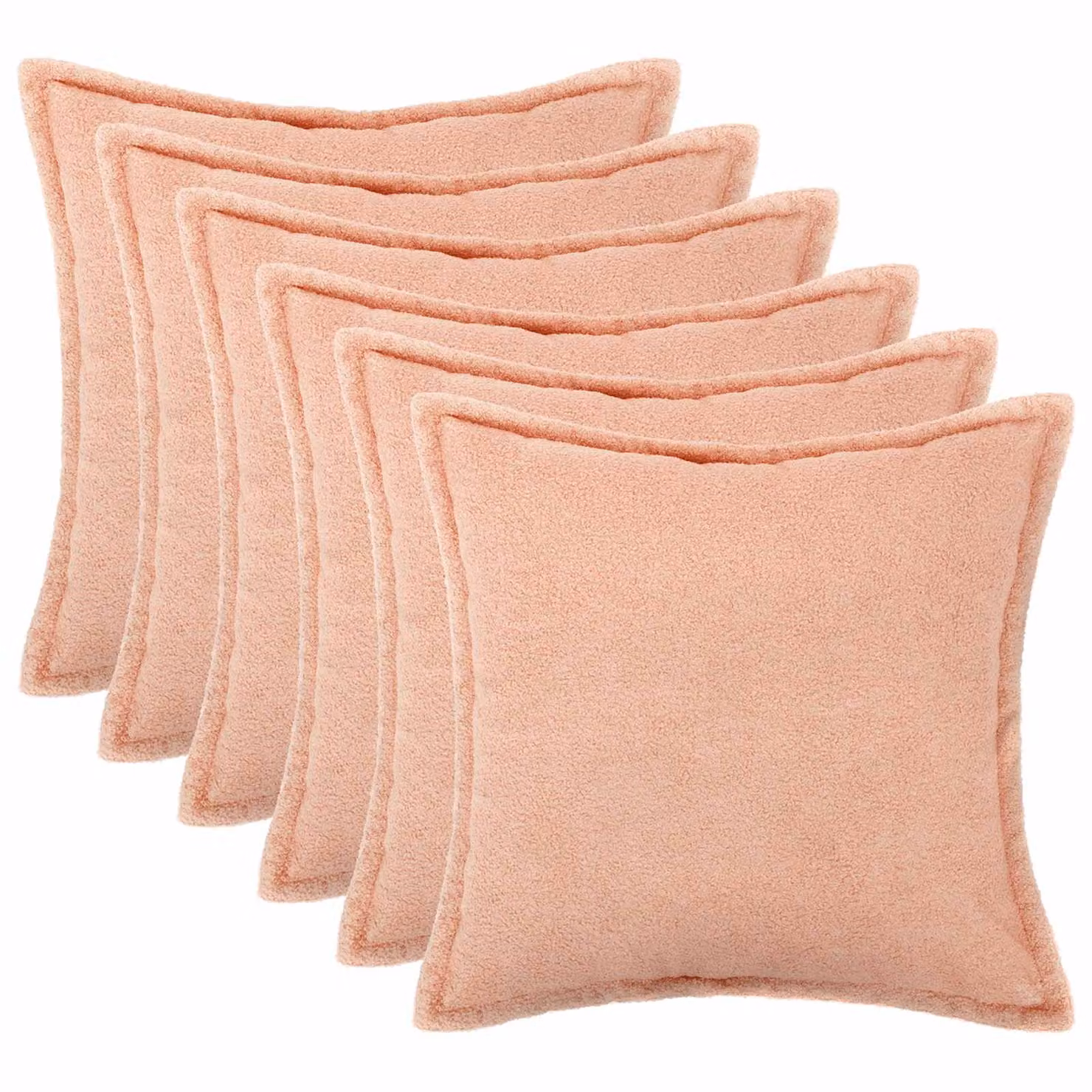 Set di 6 federe vidaXL HOUTEN rosa in tessuto bouclé, L 50 cm x P 50 cm