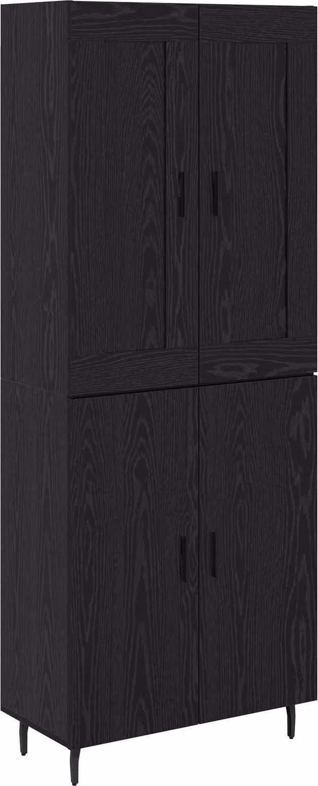 Credenza 2 pcs Rovere Nero Legno multistrato