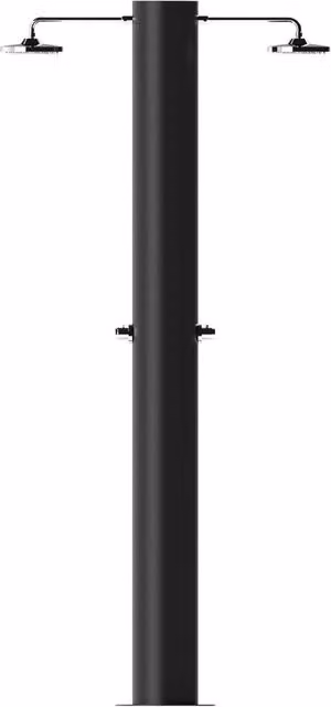 Doccia Solare da Giardino ATI Arno T2N con 2 Soffioni Eco Rain e 2 Miscelatori Temporizzati, Capacità 70 L, Nero Opaco e Grigio