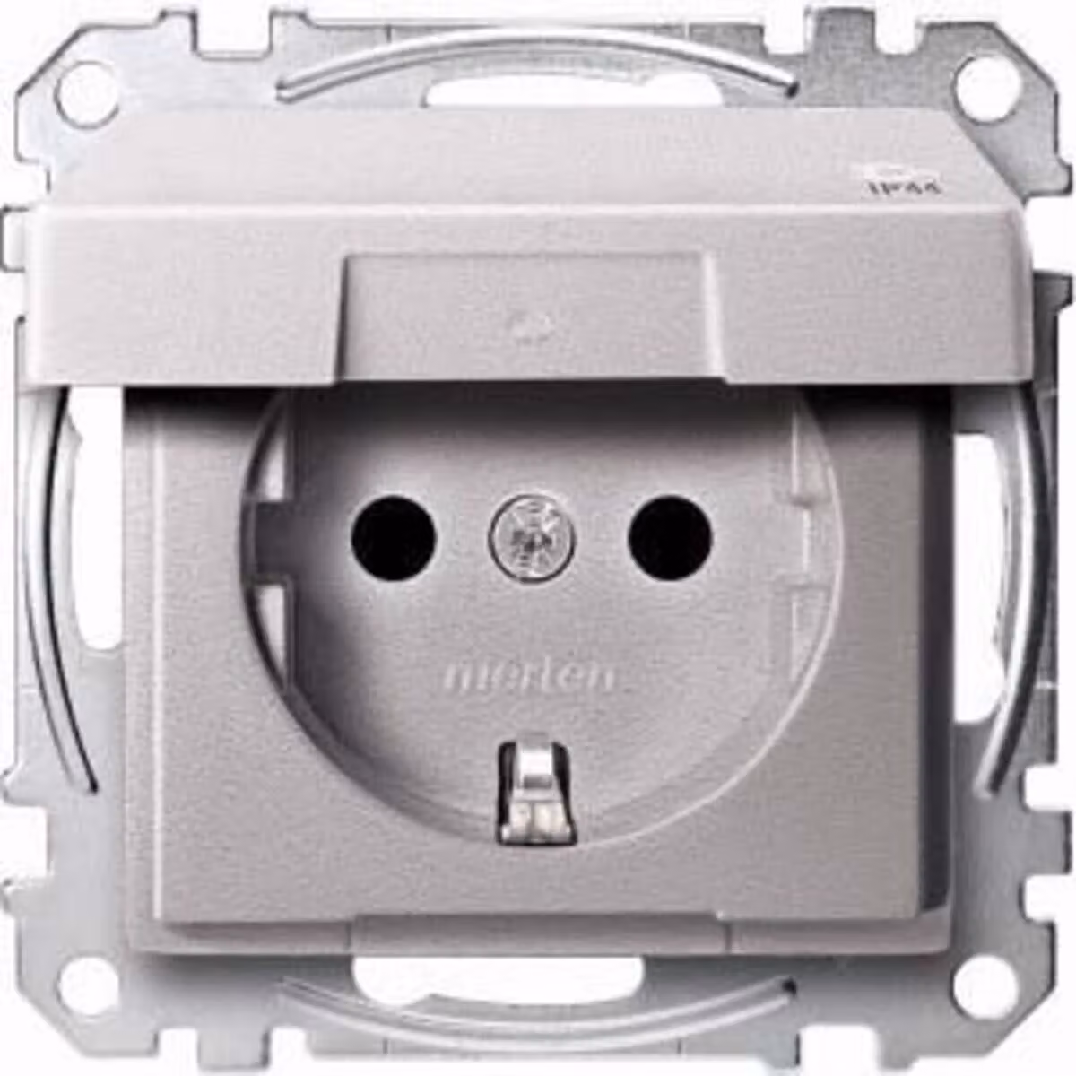 Presa SCHUKO con coperchio ribaltabile, IP44, BRS, coperchio a vite con meccanismo di sollevamento, alluminio, Sistema M