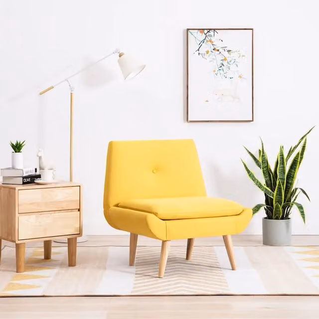 Poltrona lounge moderna vidaXL in tessuto giallo con imbottitura in schiuma per soggiorno L: 77 cm, P: 66 cm, H: 73 cm