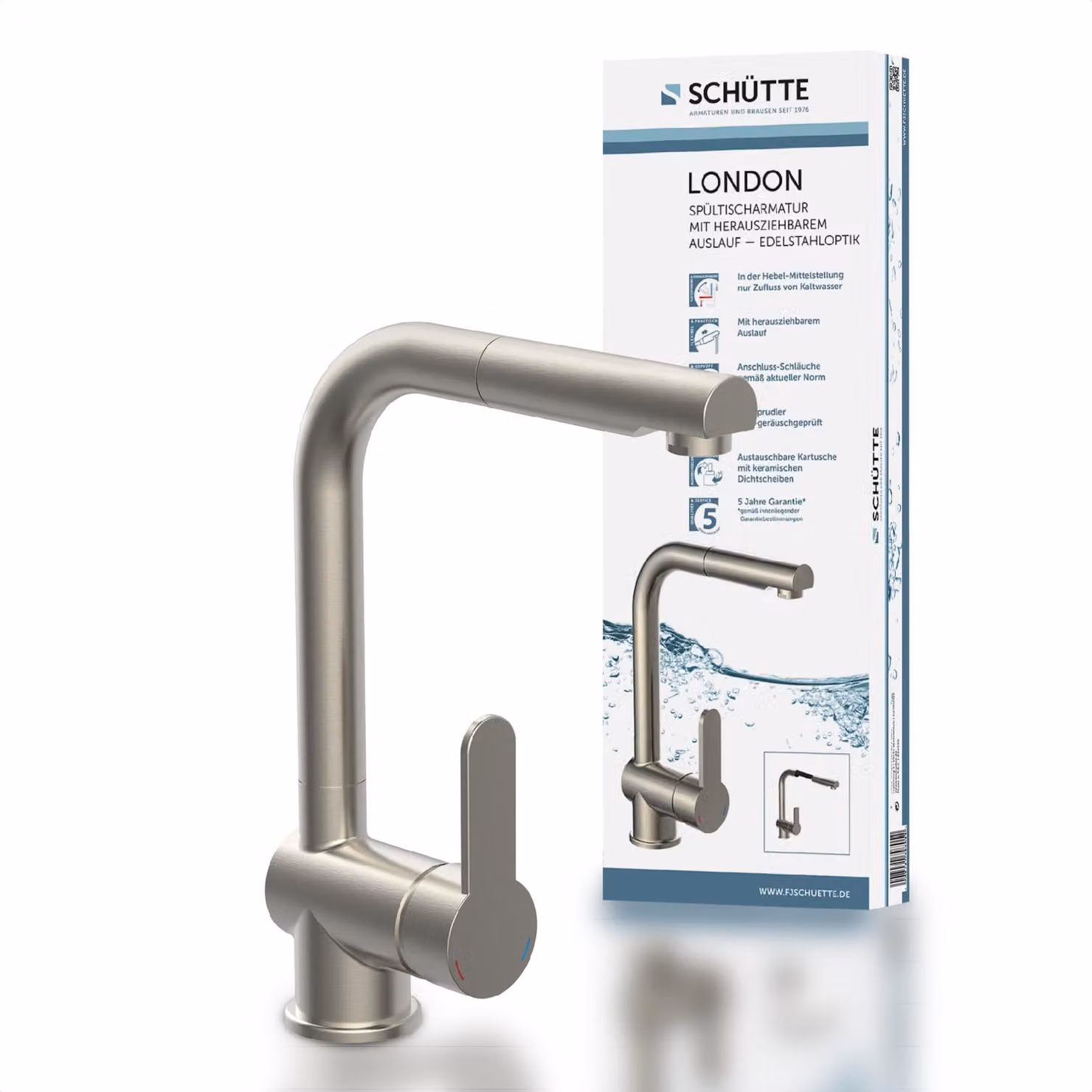 Miscelatore per lavello SCHÜTTE LONDON in acciaio inox