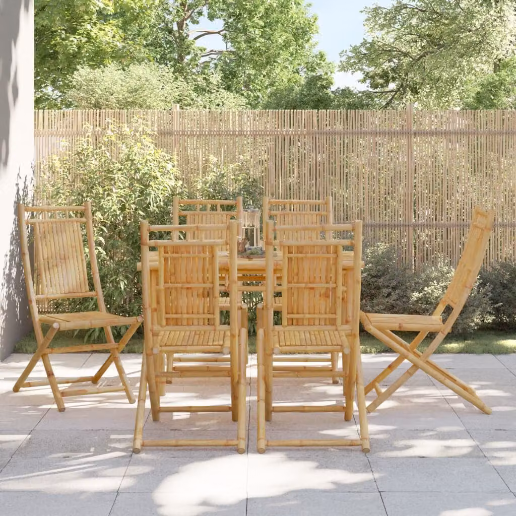 Set di 6 sedie pieghevoli vidaXL in bambù marrone per giardino e terrazzo, L/P/H: 46 x 43 x 99 cm – 1