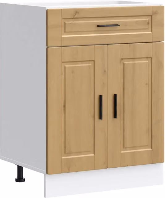 Mobile da cucina moderno HELLOSHOP26 in legno composito rovere marrone con ante e cassetti L/P/H: 60 x 46 x 81,5 cm