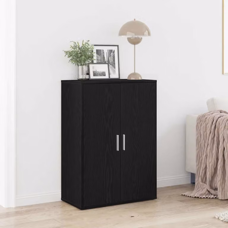 Credenza moderna vidaXL in legno ingegnerizzato nero, L: 60 cm, P: 31 cm, H: 84 cm