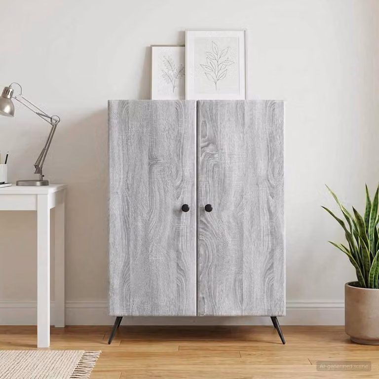 Credenza moderna vidaXL in legno ingegnerizzato Grigio Sonoma L: 66 cm, P: 34,5 cm, H: 90 cm