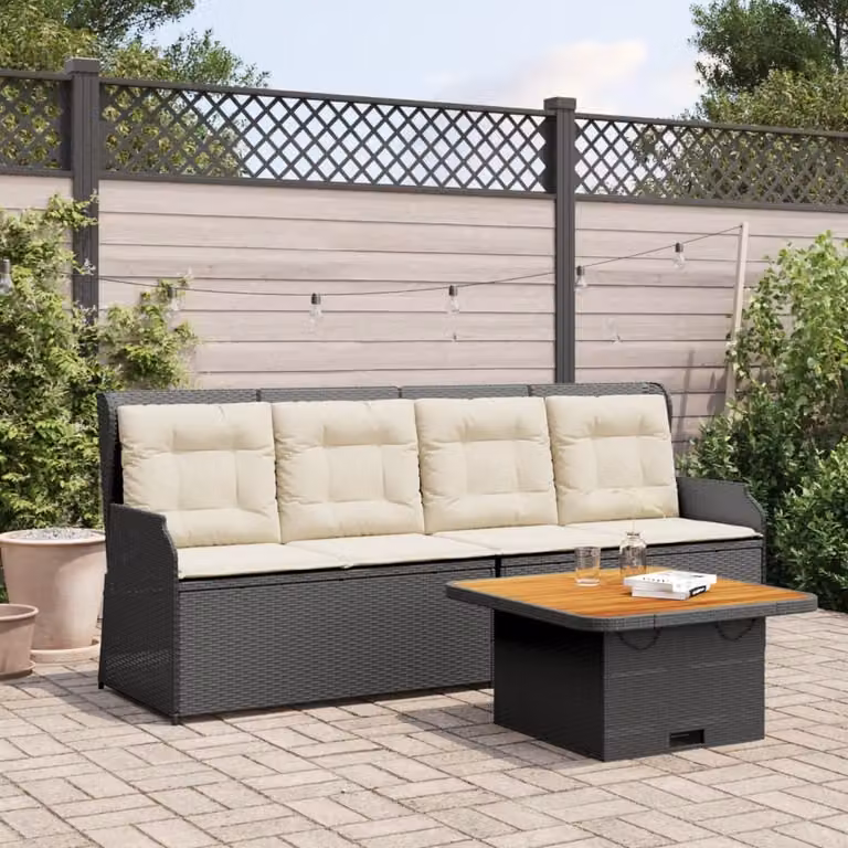 Maison Exclusive - Set Divani da Giardino 3 pz con Cuscini Nero in Polyrattan