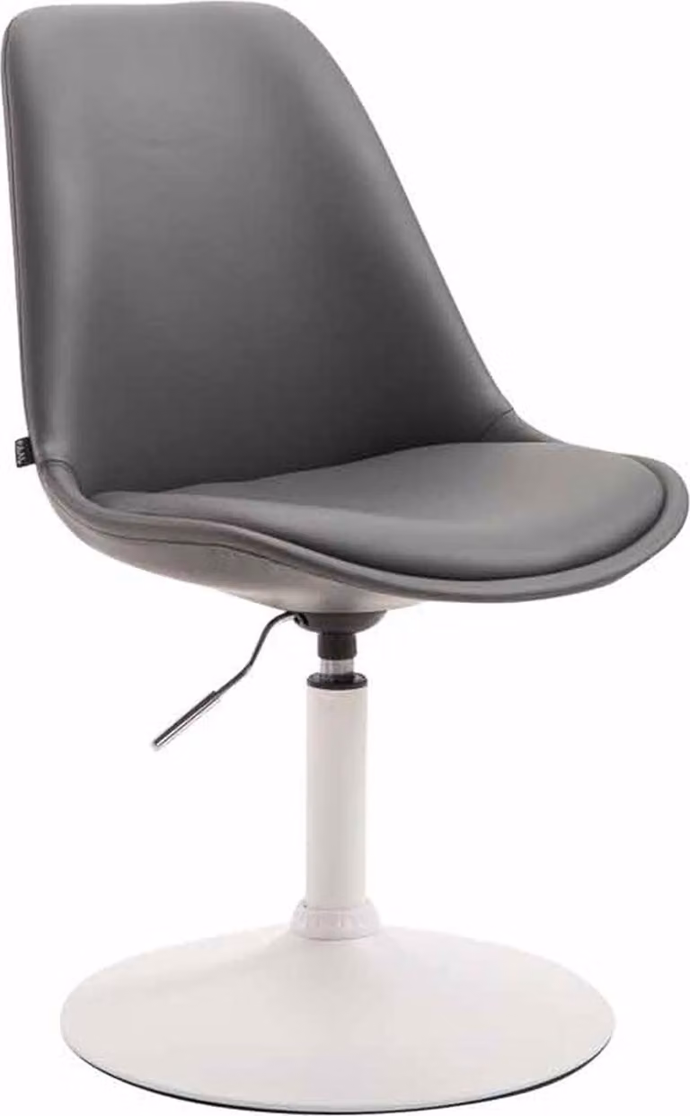 Sedia da pranzo in Pelle finta - Sedia moderna - Regolabile in altezza e girevole a 360° | Colore: grigio | Colore base: bianco