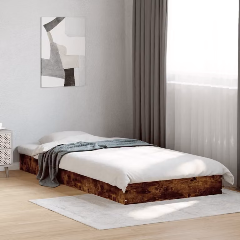Giroletto vidaXL senza materasso in truciolato color rovere fumo con doghe piatte fisse L: 190 cm, P: 75 cm, H: 17 cm