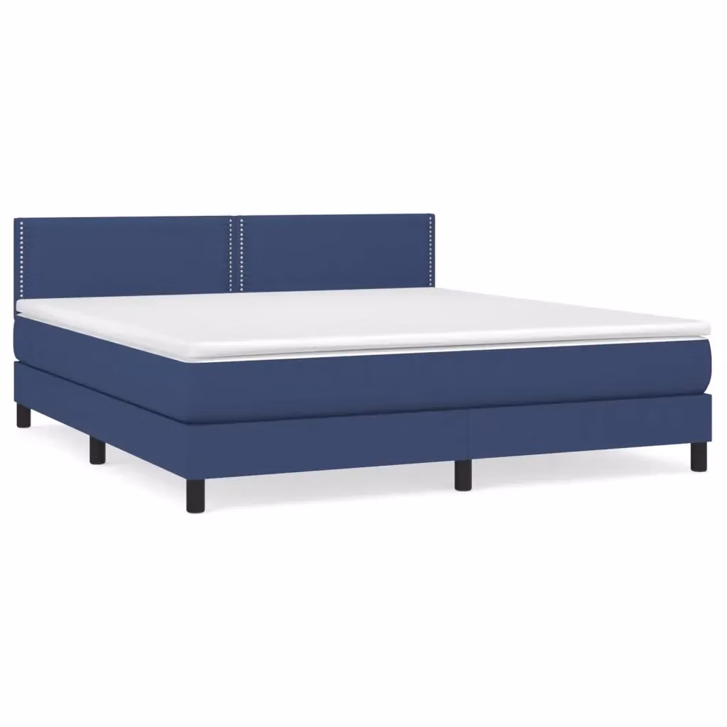 Letto Ibrido vidaXL con Giroletto a Molle e Materasso in Tessuto Blu e Bianco L/P: 180 x 200 cm – 2