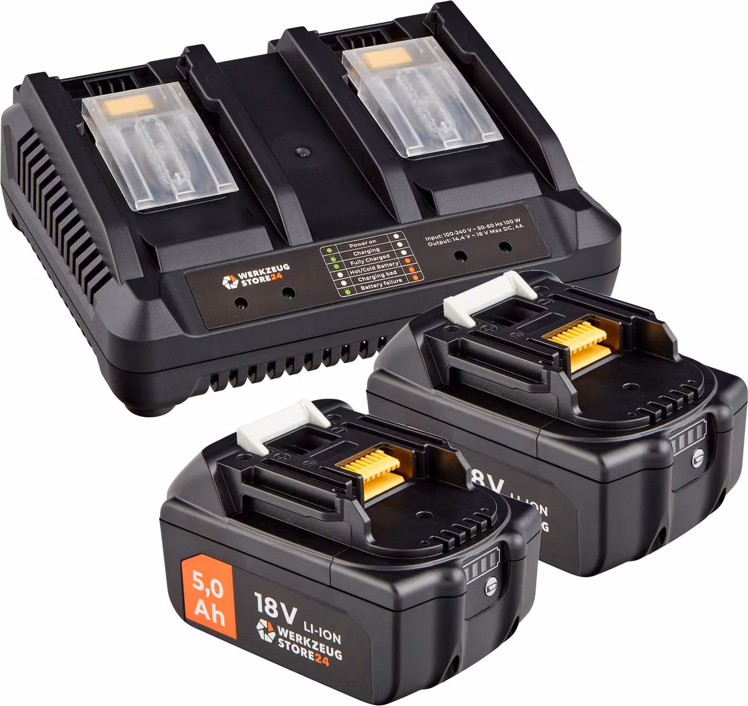 Set di avviamento WS24 18 V / 2 batterie da 5,0 Ah + caricatore rapido doppio