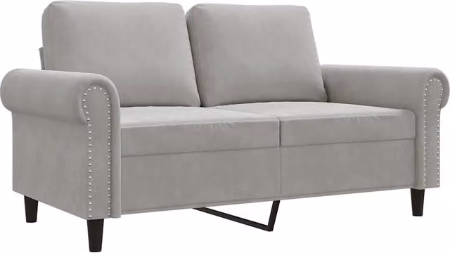 Divano | Divano da soggiorno | Sofa a 2 Posti Grigio Chiaro 120 cm in Velluto