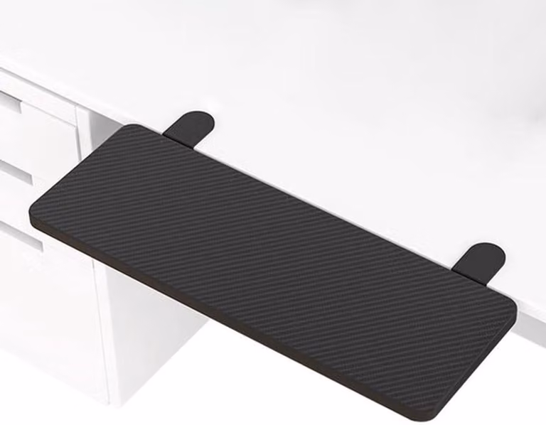 Supporto ergonomico per polso, pieghevole a 90° - Braccio di supporto per scrivania - Supporto per braccio per computer - Cassetto per tastiera - Sistema di fissaggio a clip - 55x24 cm