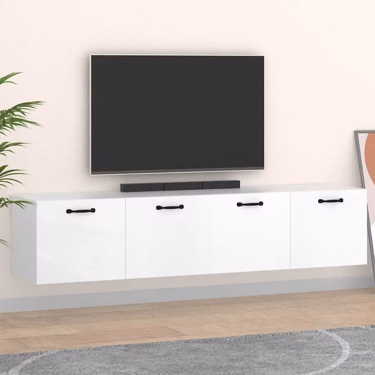 Set di 2 mobili da parete moderni vidaXL in legno bianco opaco L: 60 cm, P: 36,5 cm, H: 35 cm