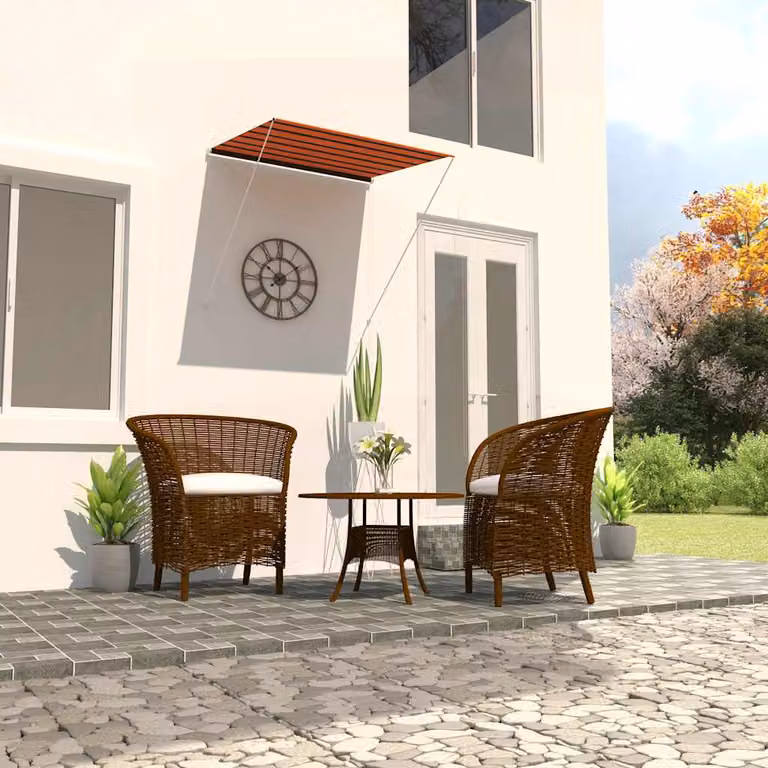 vidaXL Tenda da Sole Retrattile Manuale in Poliestere e Acciaio, Arancione e Marrone, L 150 x P 150 cm