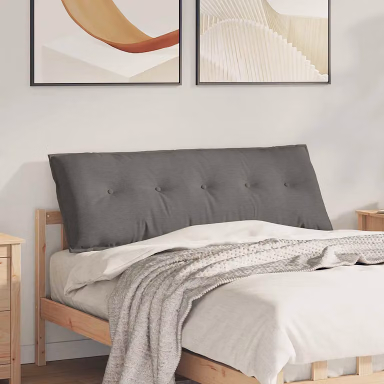 Cuscino per schiena vidaXL in velluto a coste grigio, L 140 cm x P 50 cm