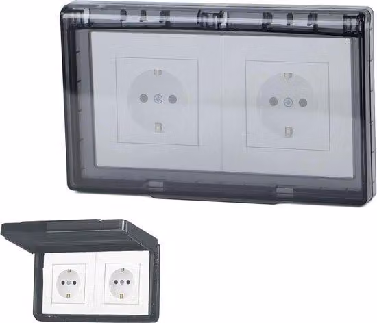 Copri-presa doppio impermeabile, nero, set da 2 pezzi