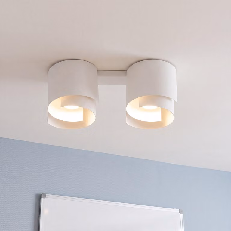 Plafoniera metallo bianco 2x GU10 40 cm di larghezza lampada da soffitto design moderno soggiorno corridoio